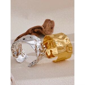 Bold 18K Gold-Plated Textured Cuff Bracelet